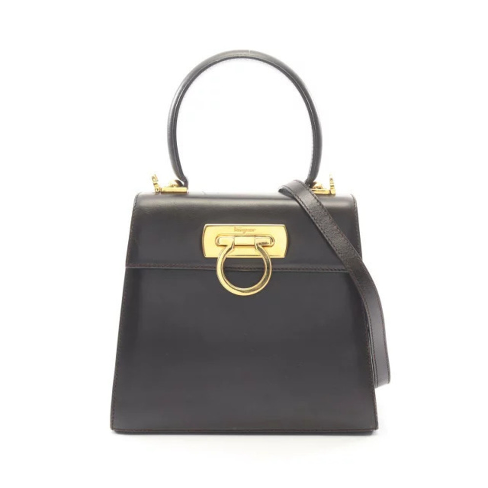 Salvatore Ferragamo Gancini Handbag Leather Brown